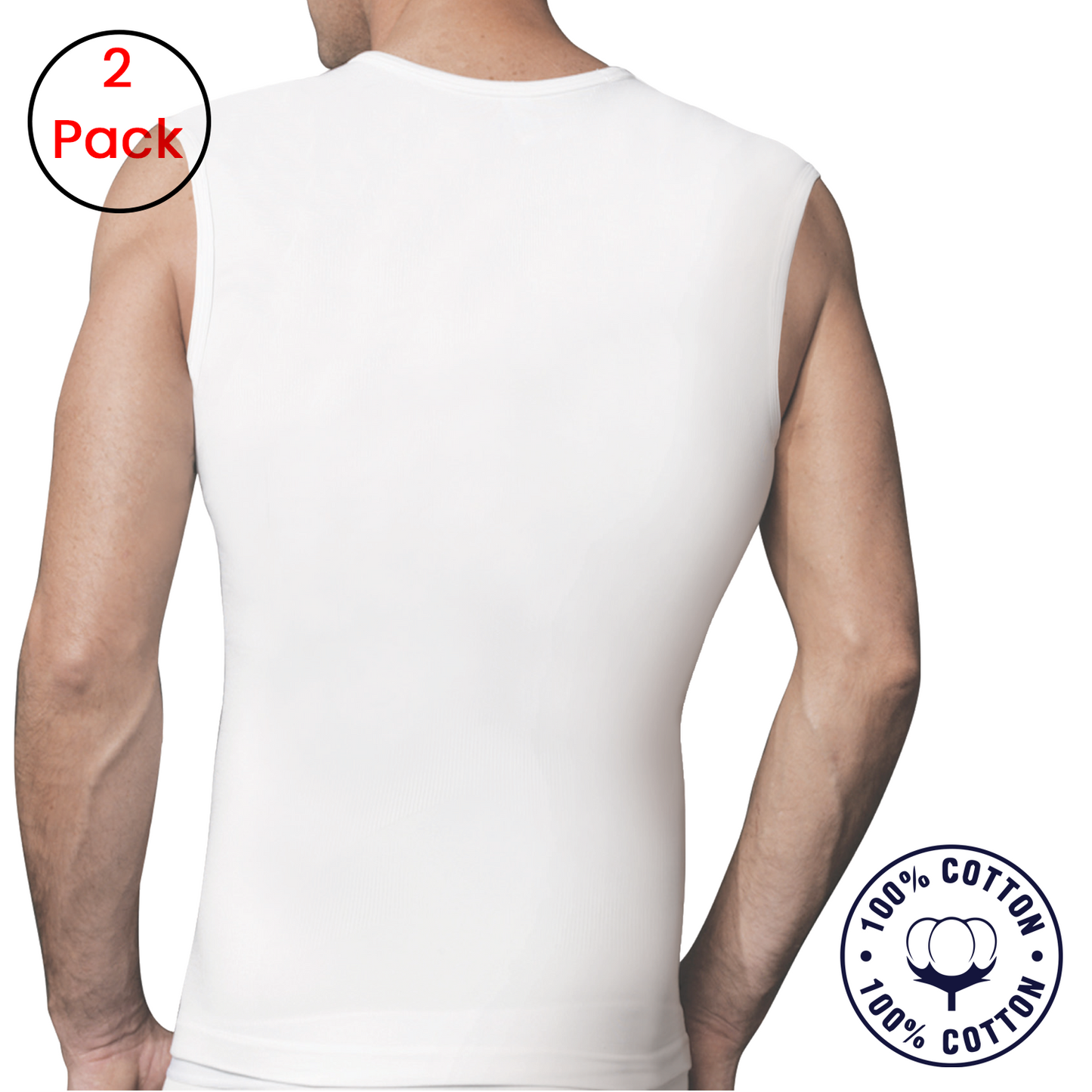2 pack Sleeveless undershirt Super Soft Cotton