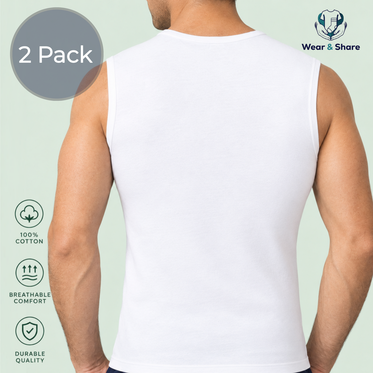 2 pack Sleeveless undershirt Super Soft Cotton